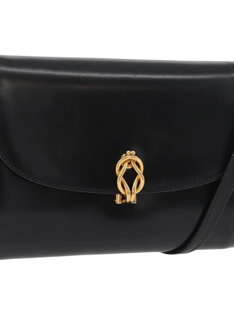 Gucci Shoulder Bag Leather Black Gold 004 056 0219 Auth Ep14171